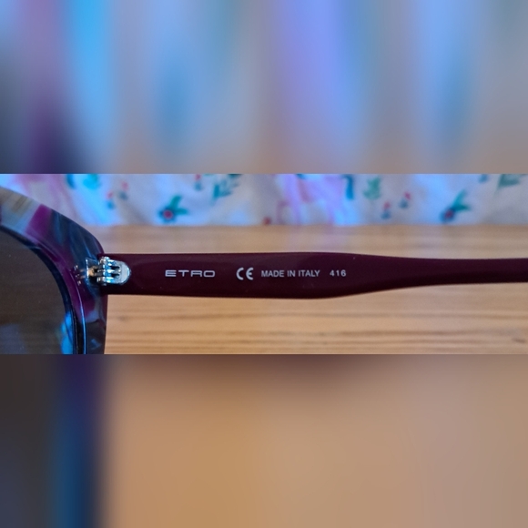 EUC ETRO 643S Maroon & Grey Marble CatEye Retro Sunglass Glasses Frames - Picture 7 of 8